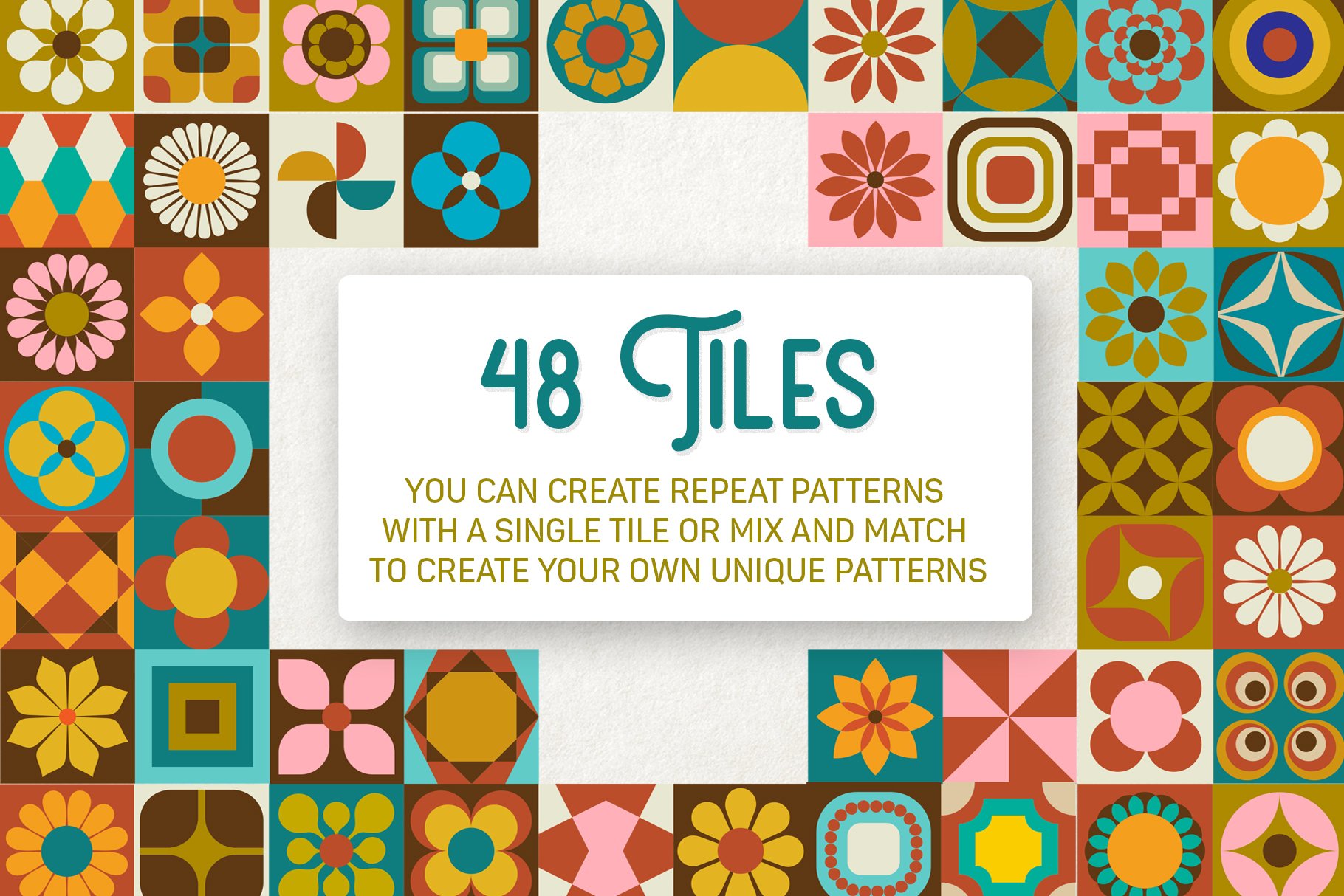 Retro Mod Tiles & Seamless Patterns (531964) | Patterns | Design Bundles
