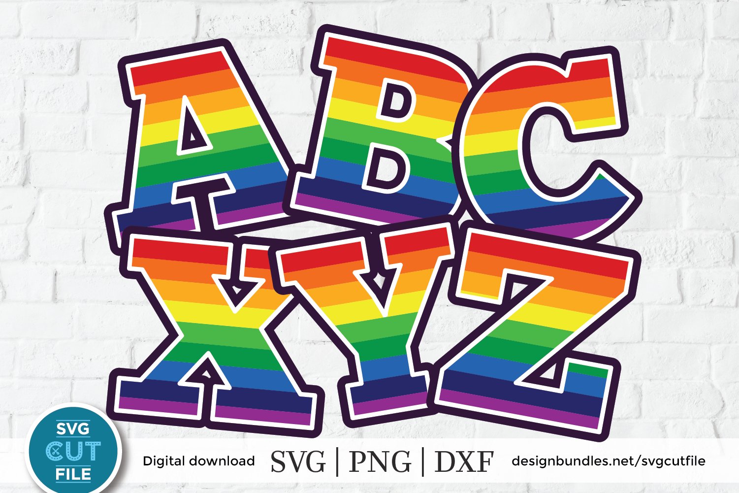 rainbow letters svg striped font svg birthday letters