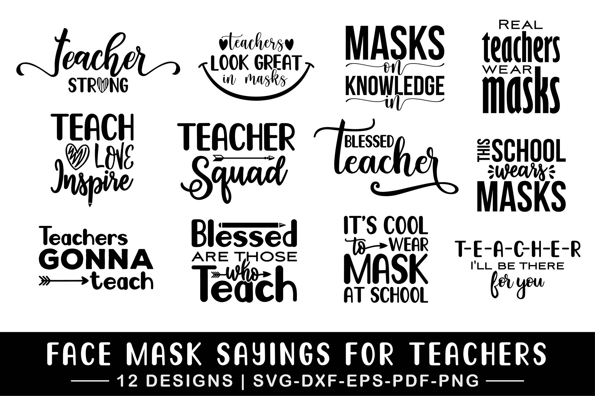 Download Face Mask Svg Bundle Face Mask Sayings For Teachers 857658 Cut Files Design Bundles