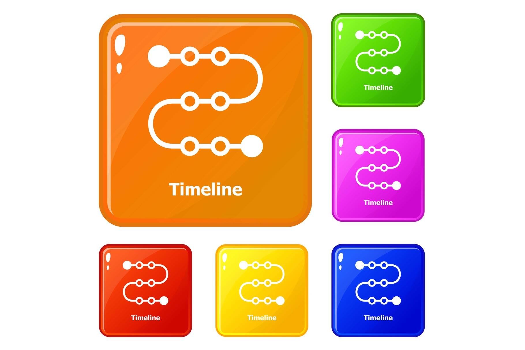 Timeline icons set vector color (525187) | Icons | Design Bundles
