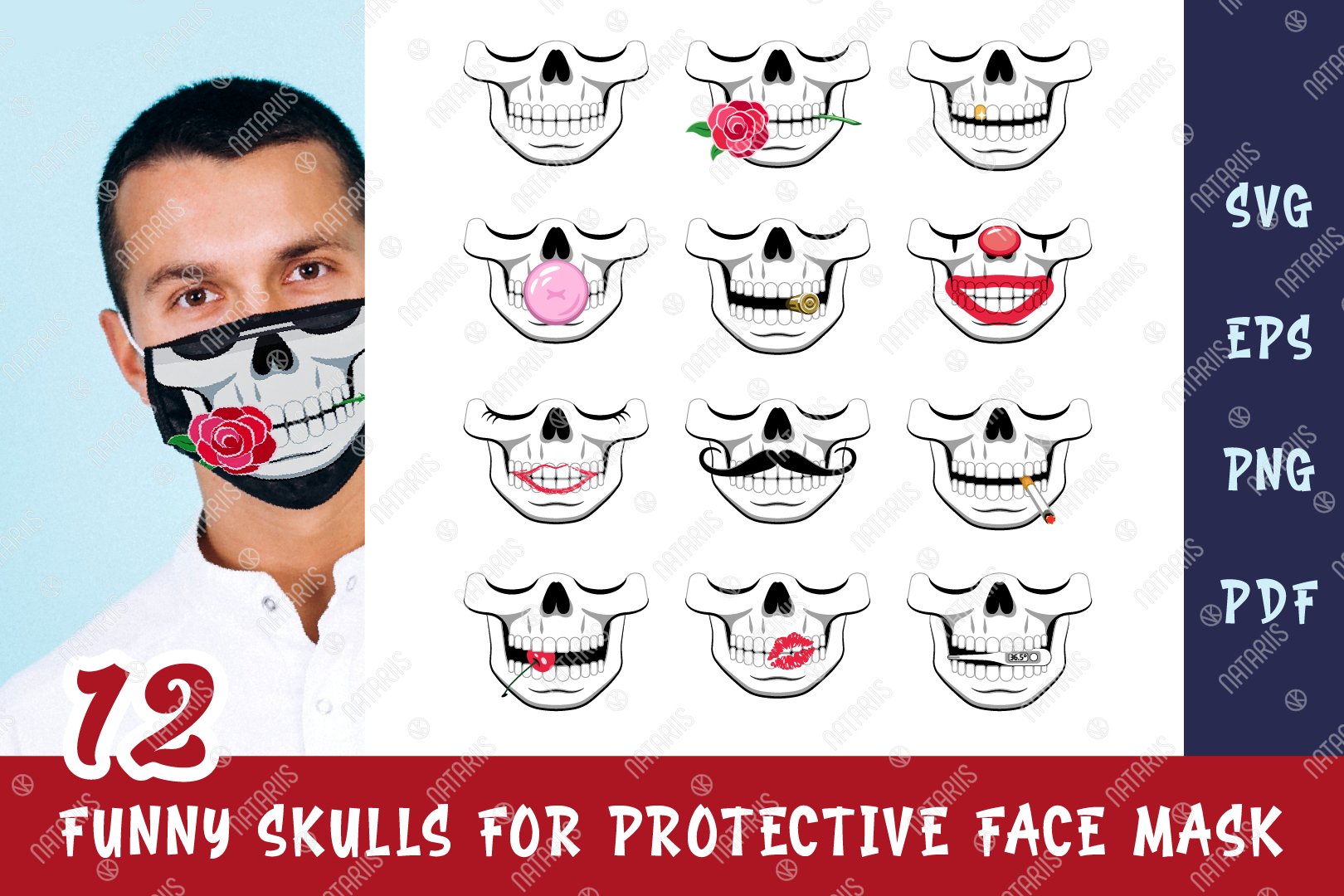 Download Svg Bundle 12 Funny Skulls For Protective Face Mask 618098 Cut Files Design Bundles