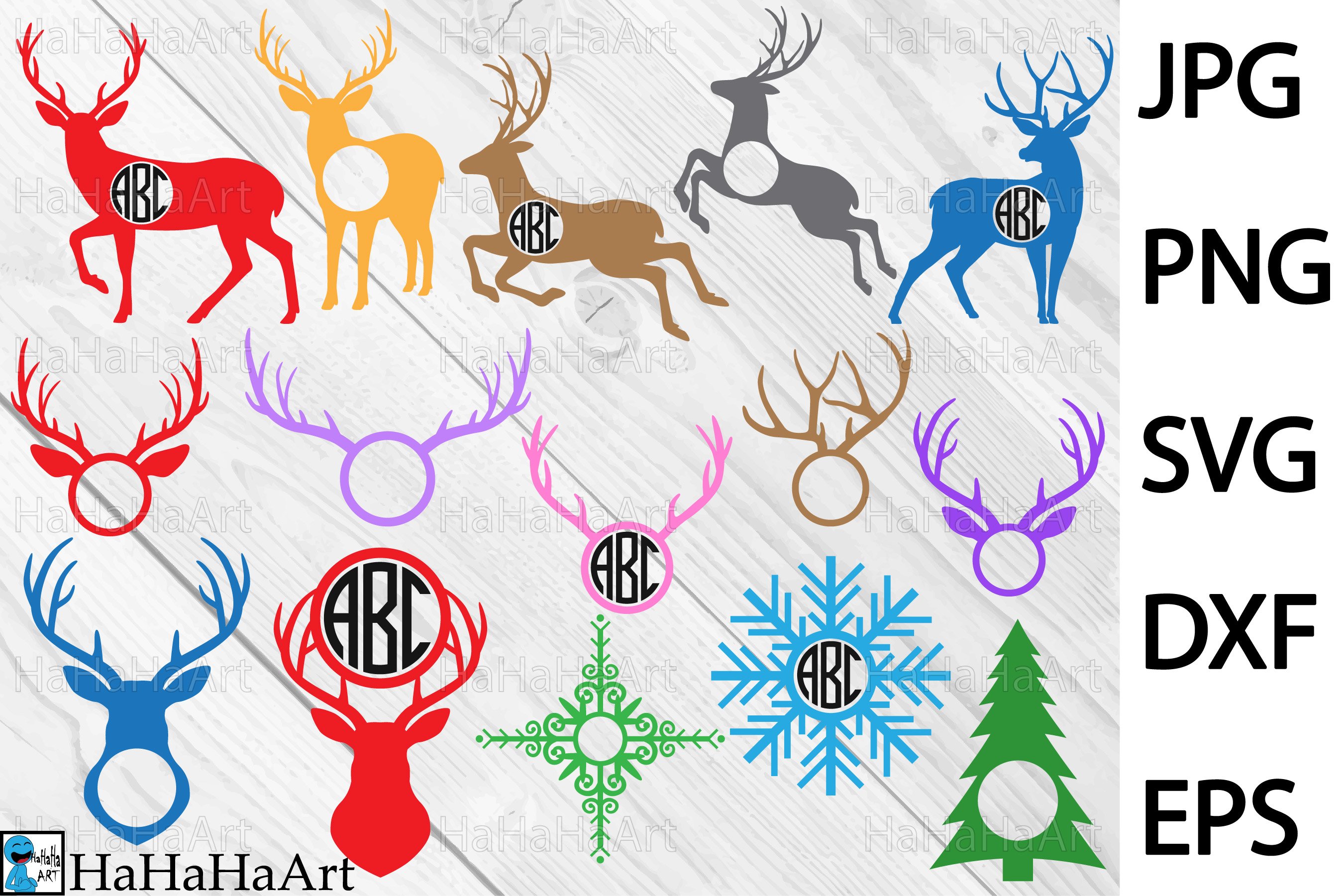 Circle Reindeer Designs - Clip art / Cutting Files 1324c (1060017 ...