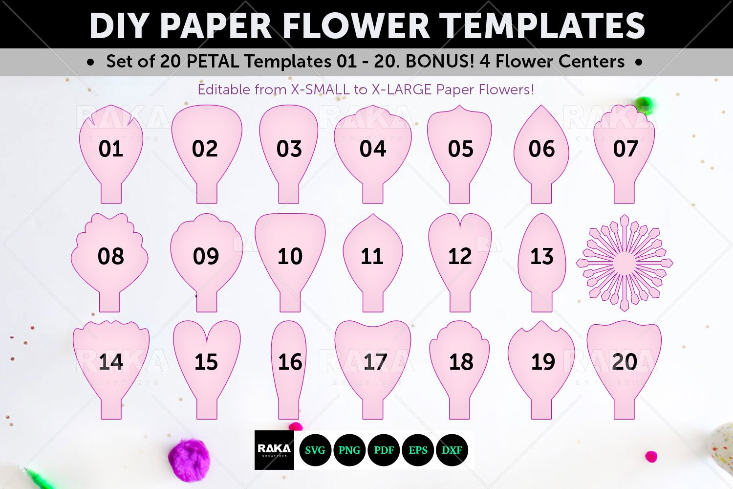 Download 20 Paper Flower Svg Paper Flower Template Large Paper 373788 Paper Cutting Design Bundles