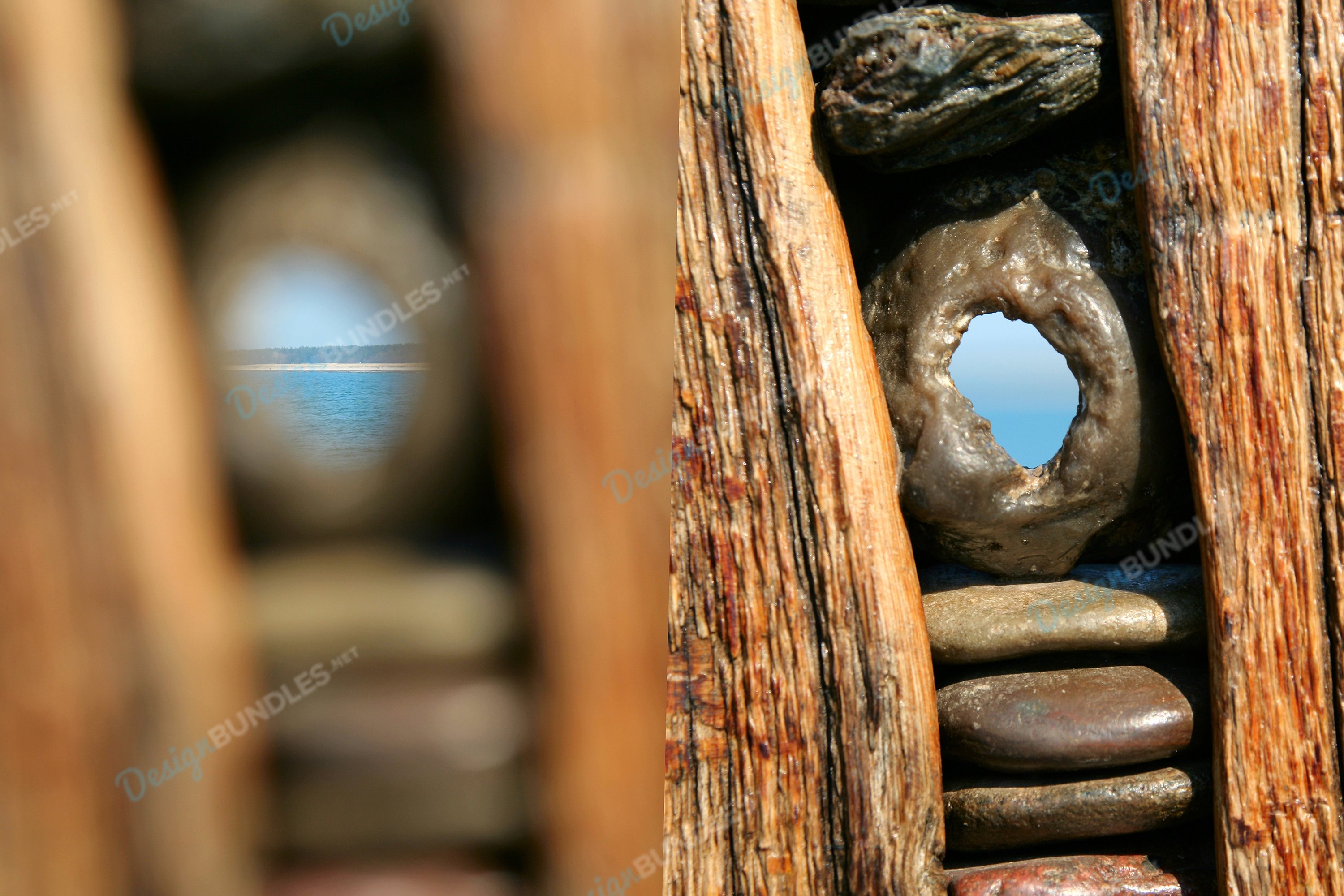Closeup of hole on wooden wall