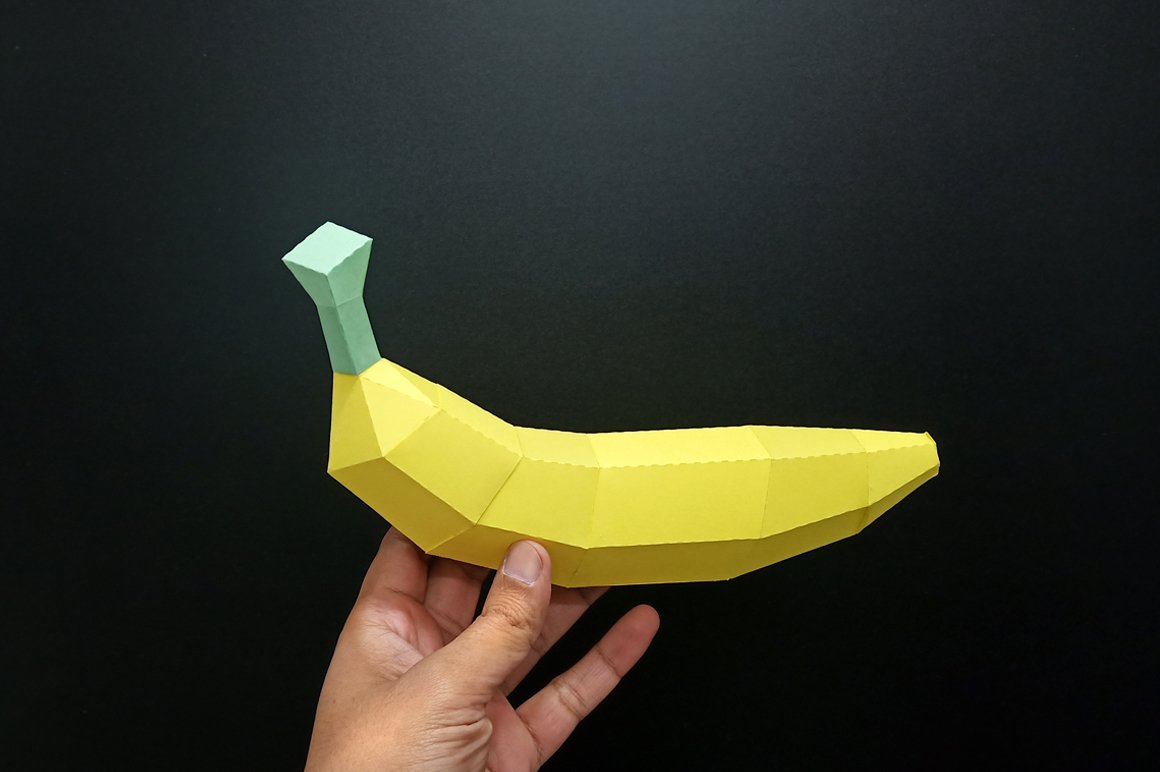 DIY Banana 3d papercraft (410207) Printables Design Bundles