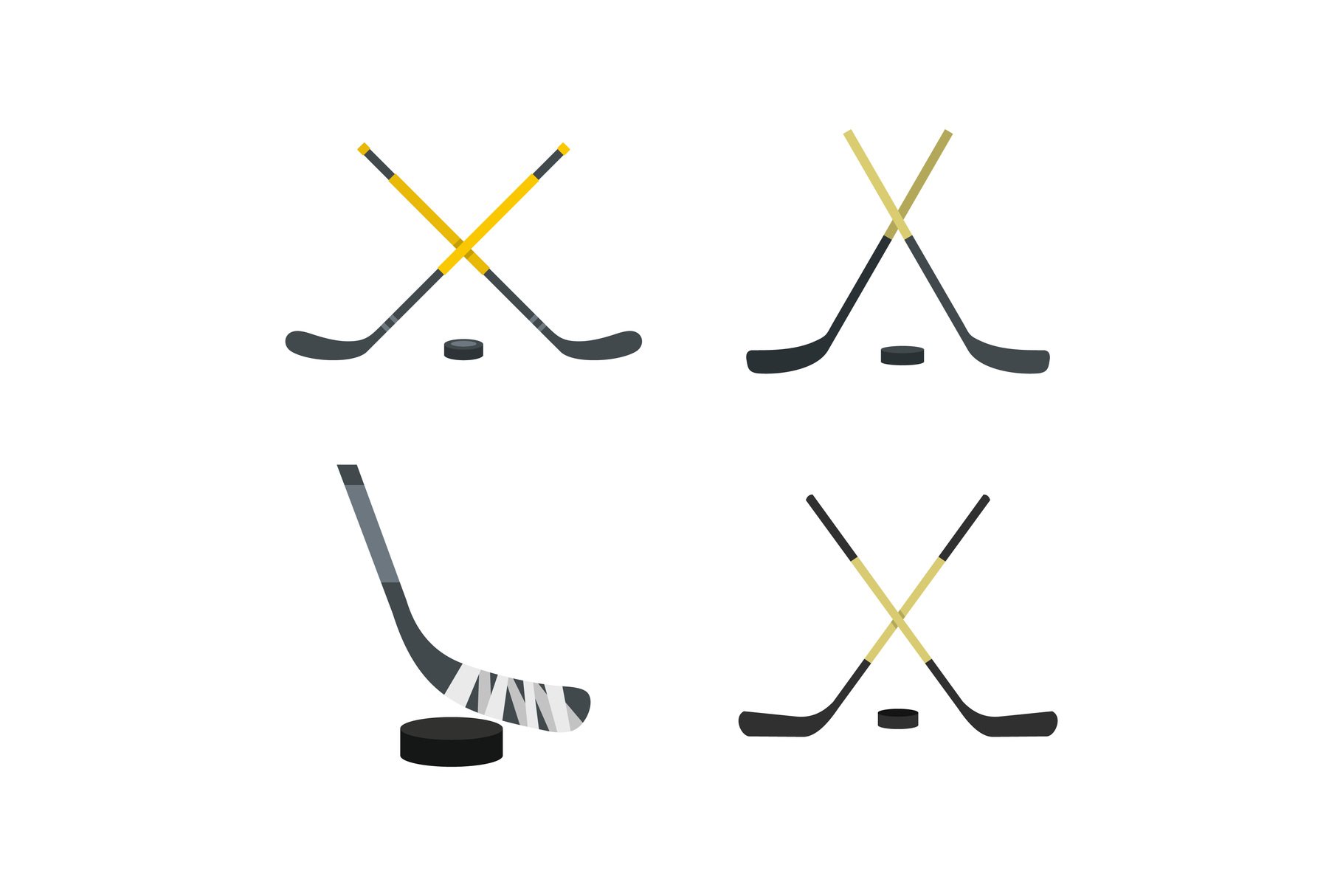 Hockey stick icon set, flat style (389475) Icons Design Bundles