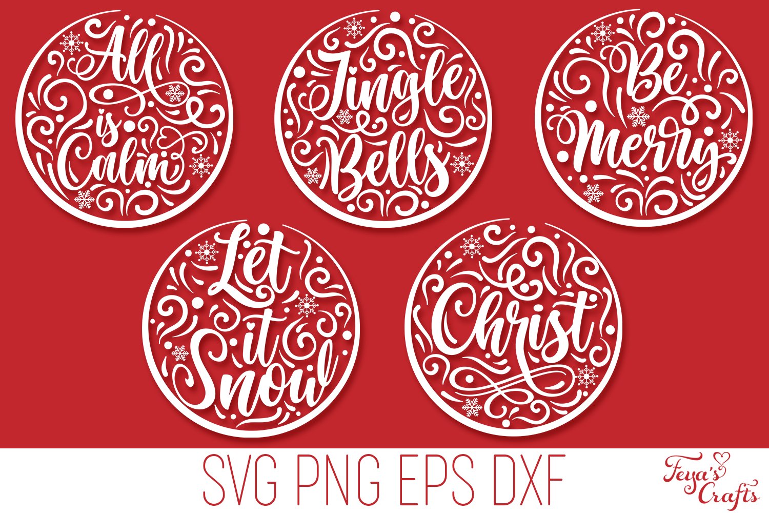 Round Christmas SVG Flourishes Pack Round SVG Cricut (1038176) Cut