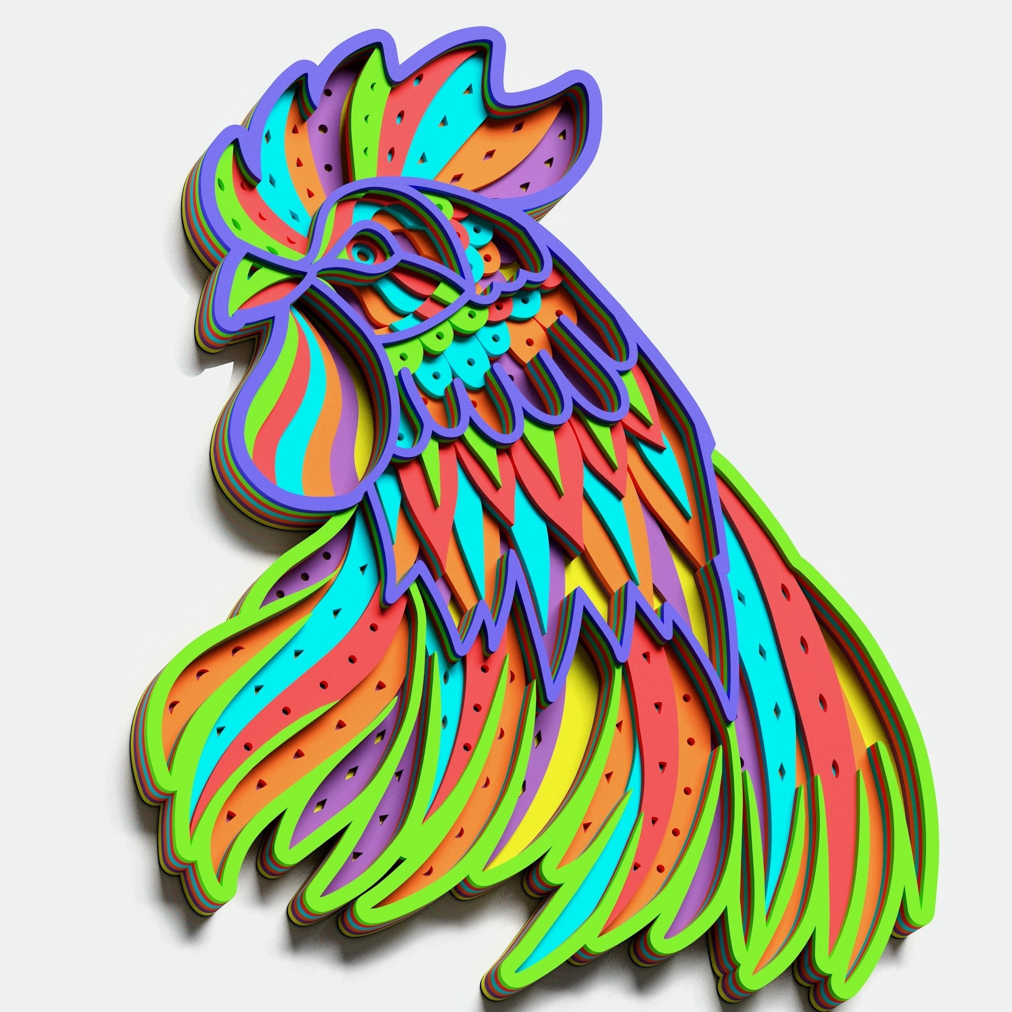 Multilayer Rooster Mandala, Vector file for cutting (878349) | Paper