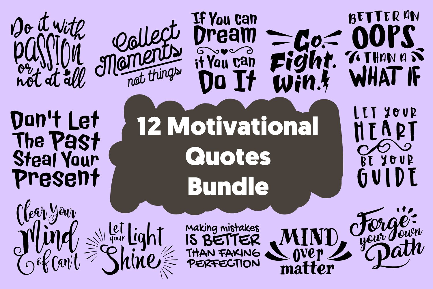 12 Motivational Quotes Svg Bundle Svg For Cricut Inspiration Cut Files Design Bundles