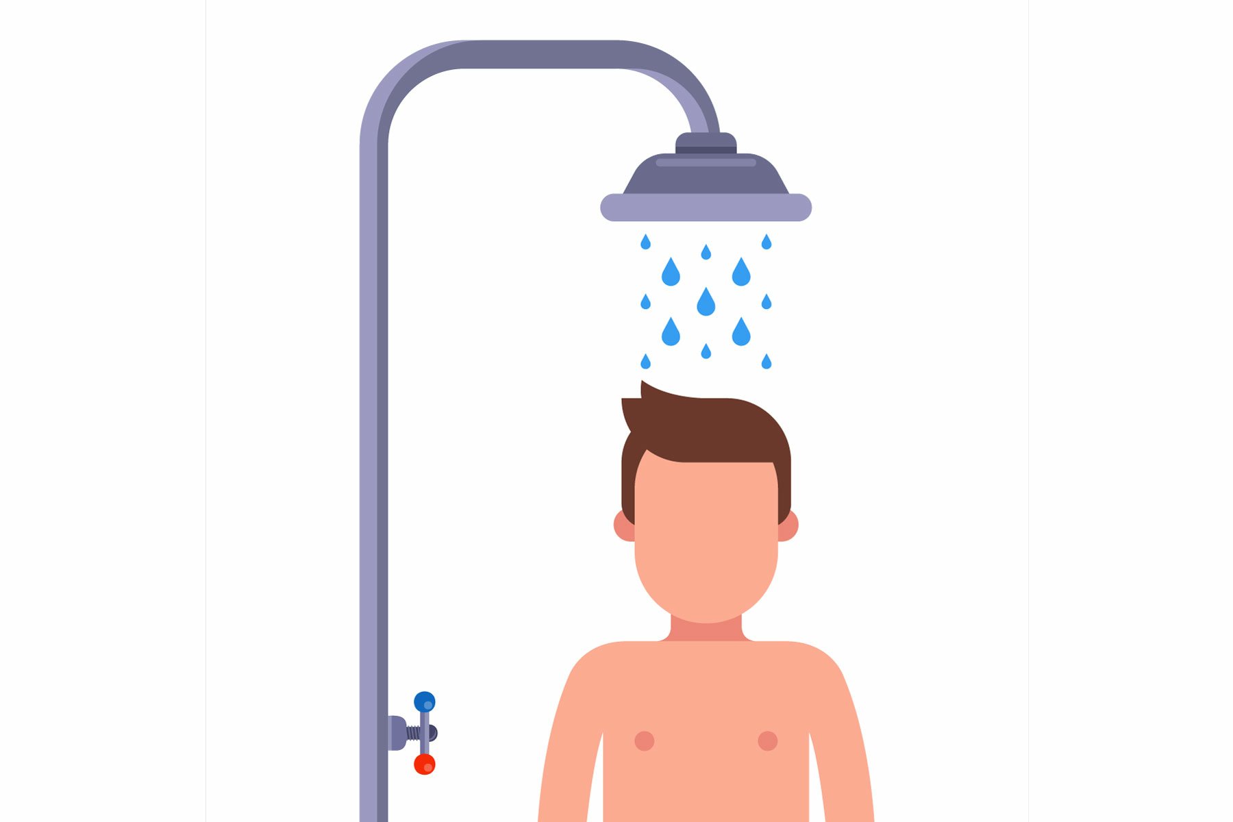 a man takes a morning shower before work. (1320680) Illustrations