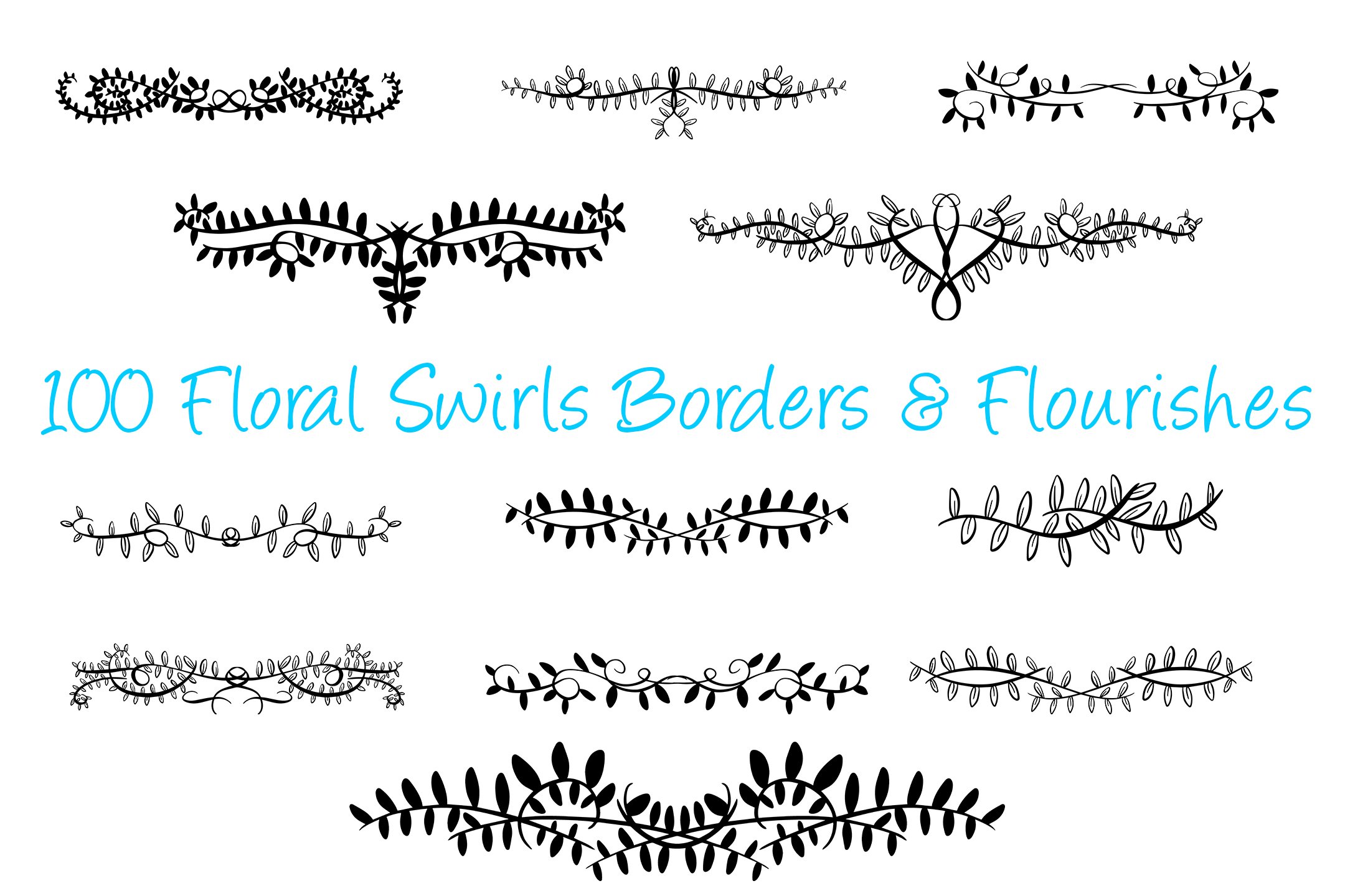 100 Leaf Floral Swirl Borders Separator Dividers \u0026 Flourish, image size:2160x1440