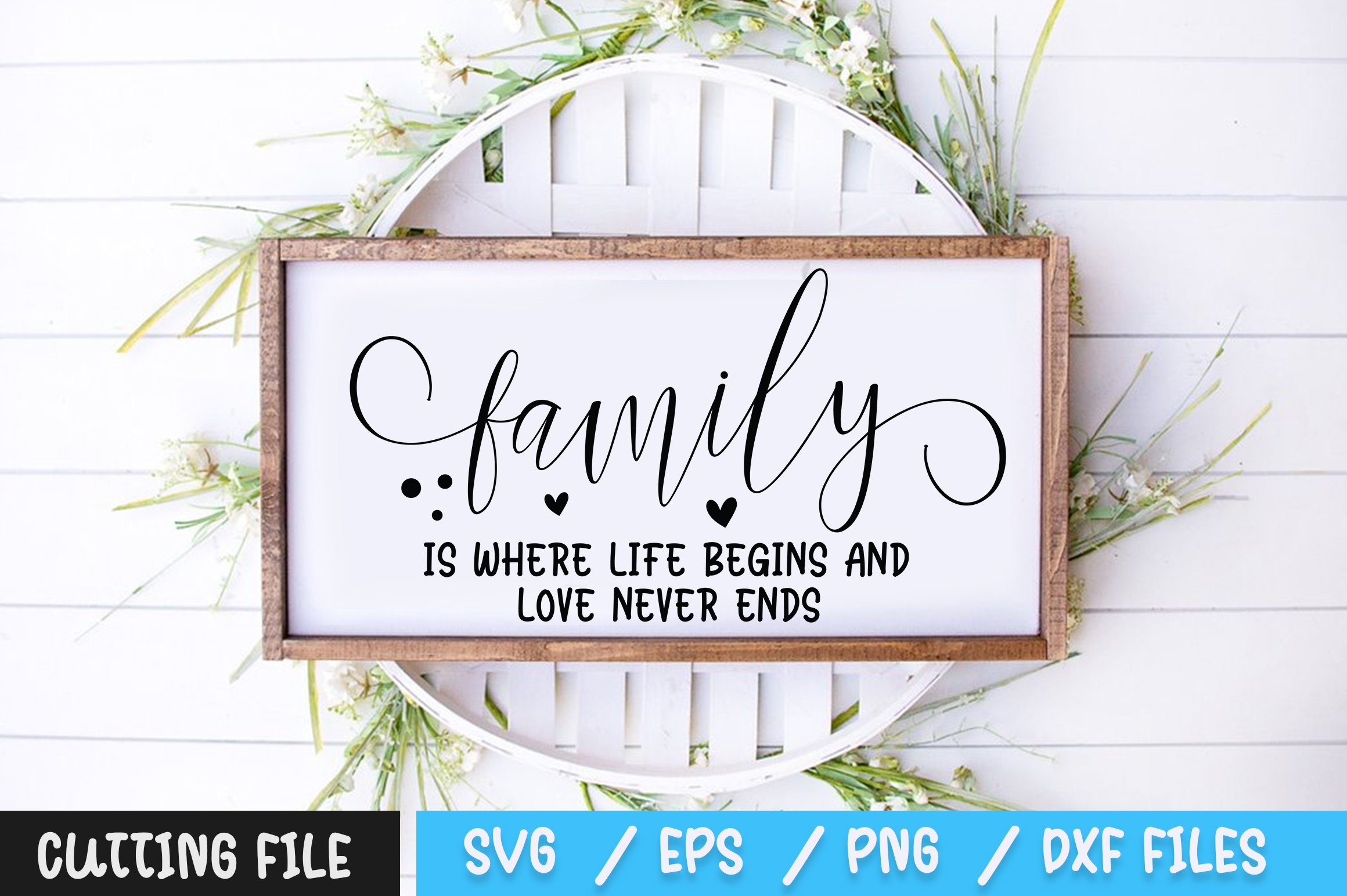 Adesivo Murale 'Family Where Life Begins And Love Never Ends' - Decalcomania In Vinile Nero 29x57 Cm Per Soggiorno E Camera
