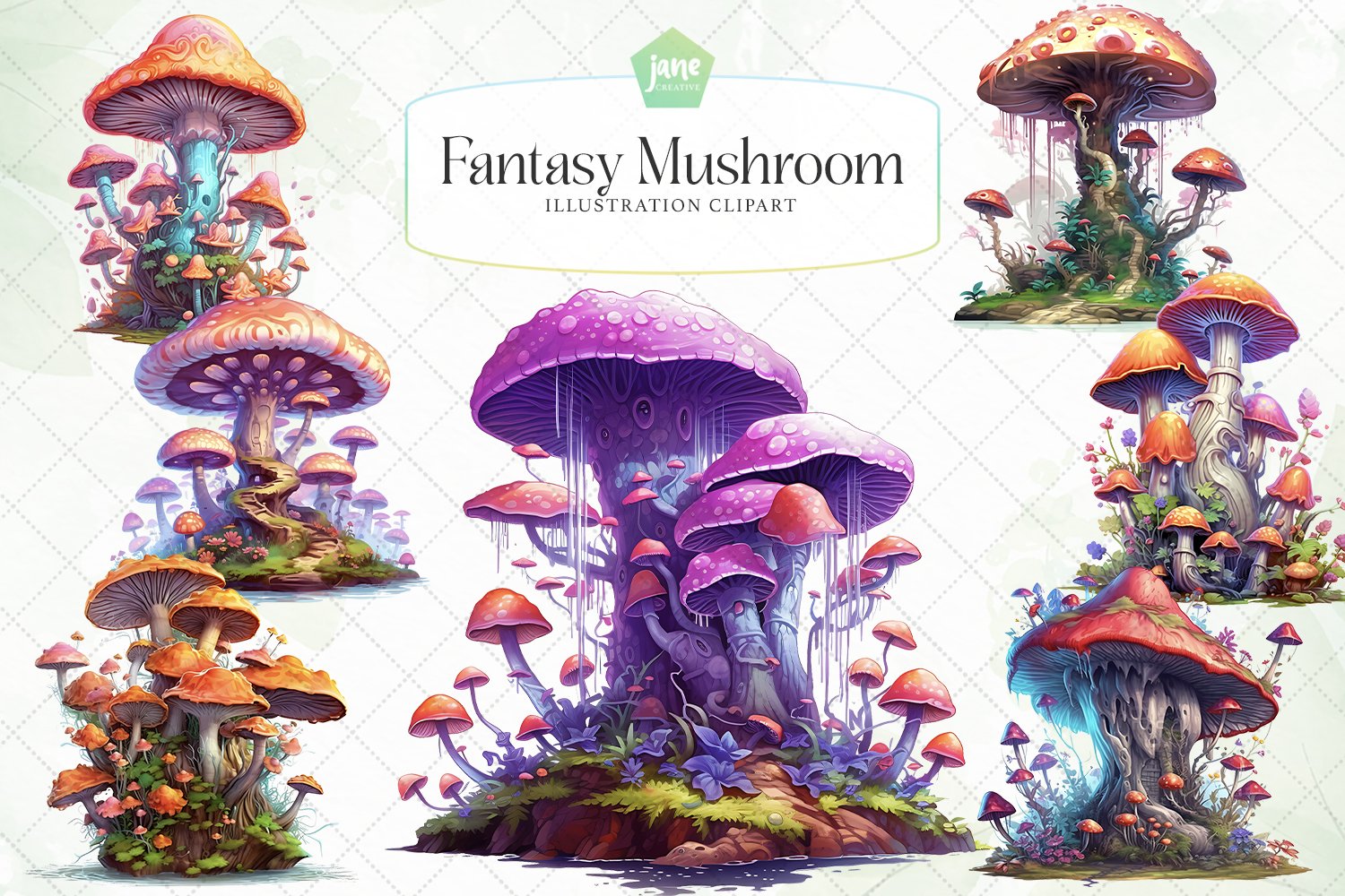 Fantasy Mushroom Watercolor Sublimation