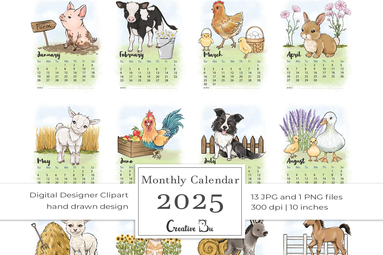 farm-animals-printable-calendar-2025-monthly-pages-planner
