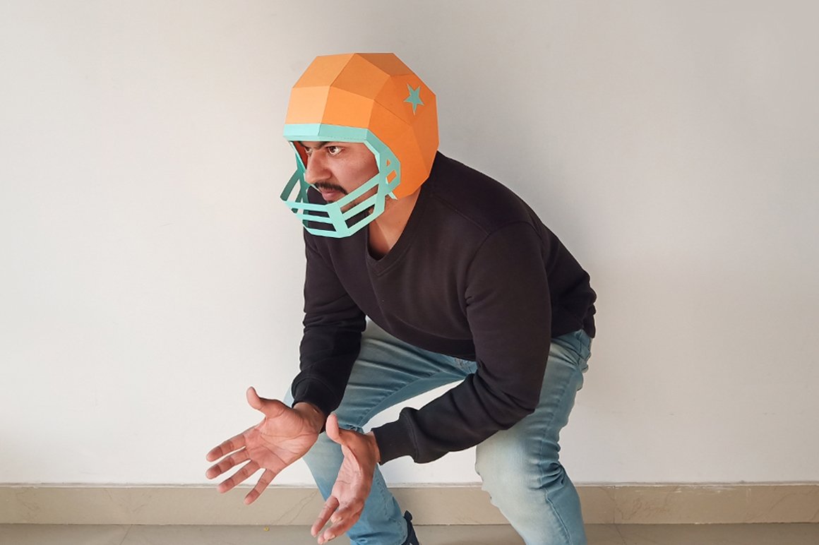 DIY Football Helmet 3d papercraft (211599) Printables Design Bundles