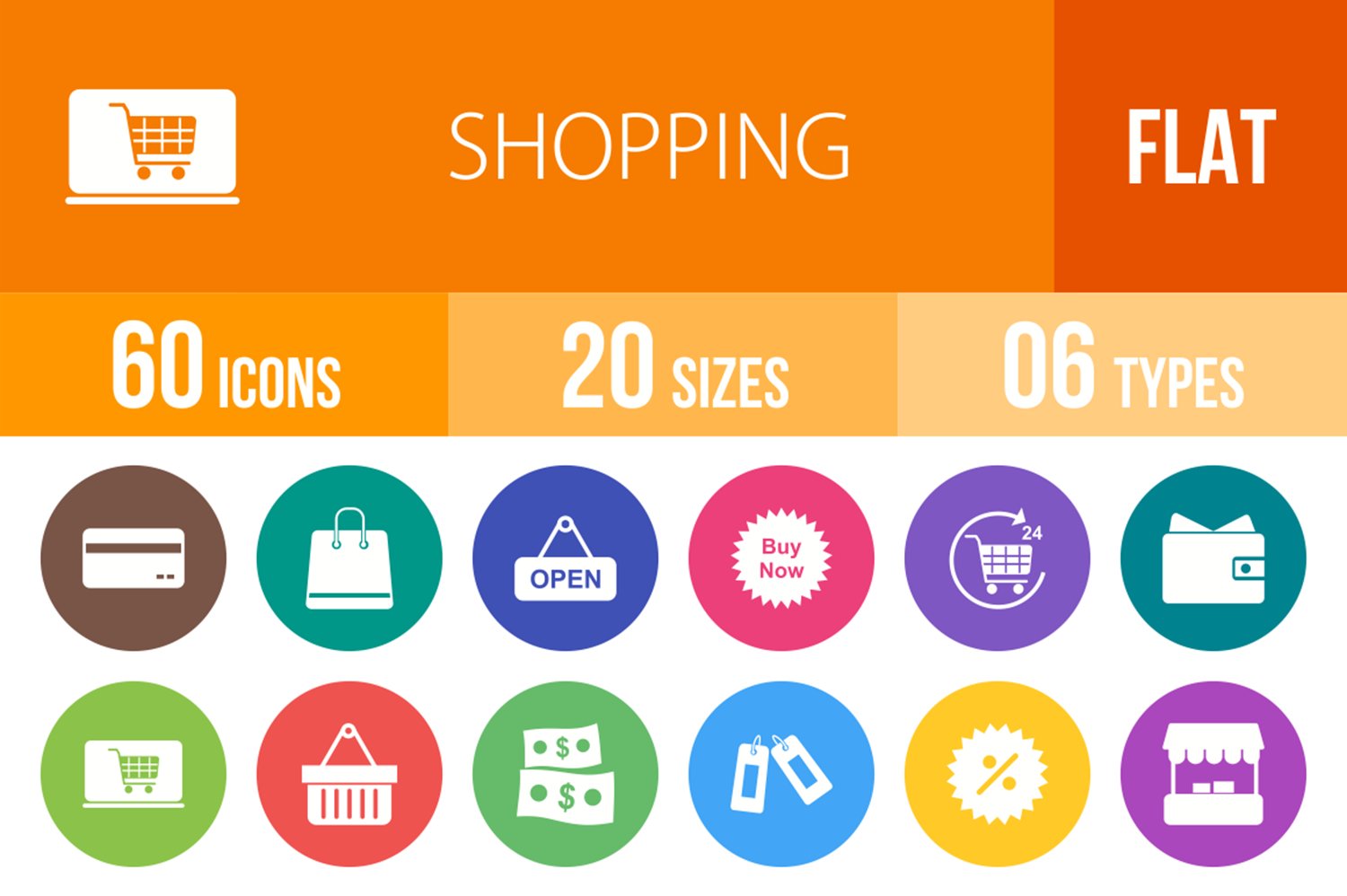 60 Shopping Filled Round Icons (183710) | Icons | Design Bundles