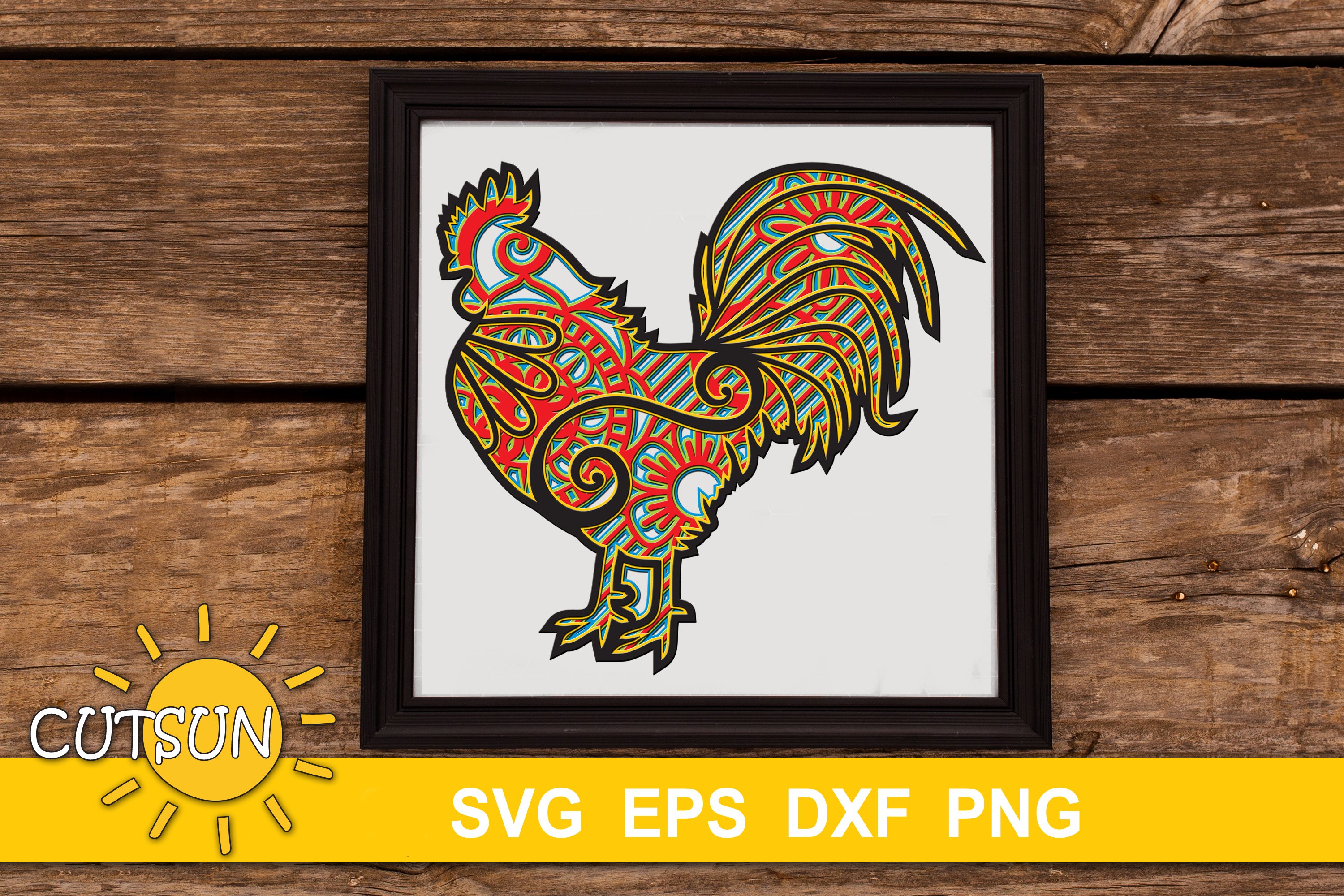 3D Layered Rooster Mandala SVG - 5 layers (1233460) | Cut Files
