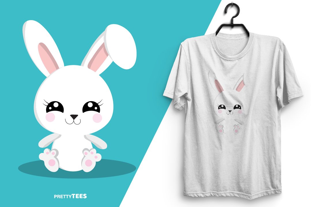 Tシャツ・カットソー Cutie Pie Bunny Digital Printing T-shirt_White Cutie Pie Bunny Digital Printing T-shirt_White - Julianne Daisy