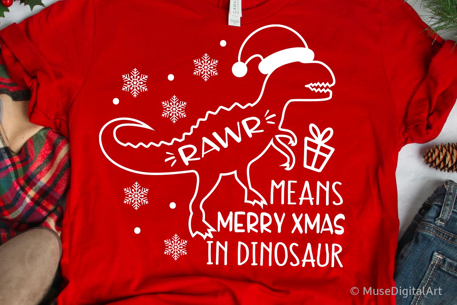 Christmas TRex Svg, Santa Dinosaur, Kids Christmas Svg File (1122518