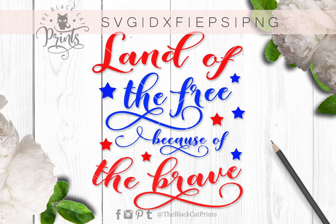 Land of the free because of the brave SVG PNG EPS DXF (18705) | Cut ...