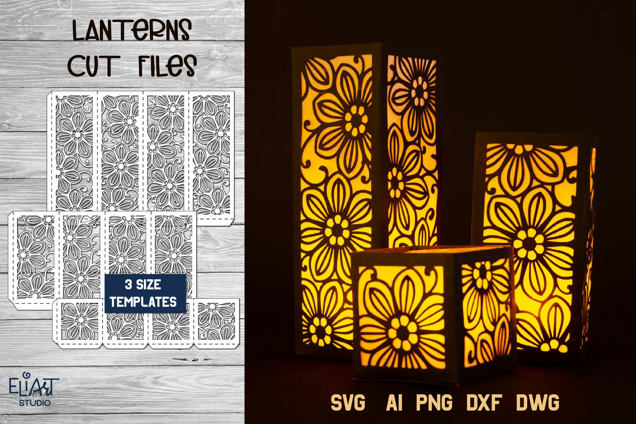 Download Lantern Svg 3d Svg Floral Lantern 3 Size Templates 1491624 Cut Files Design Bundles