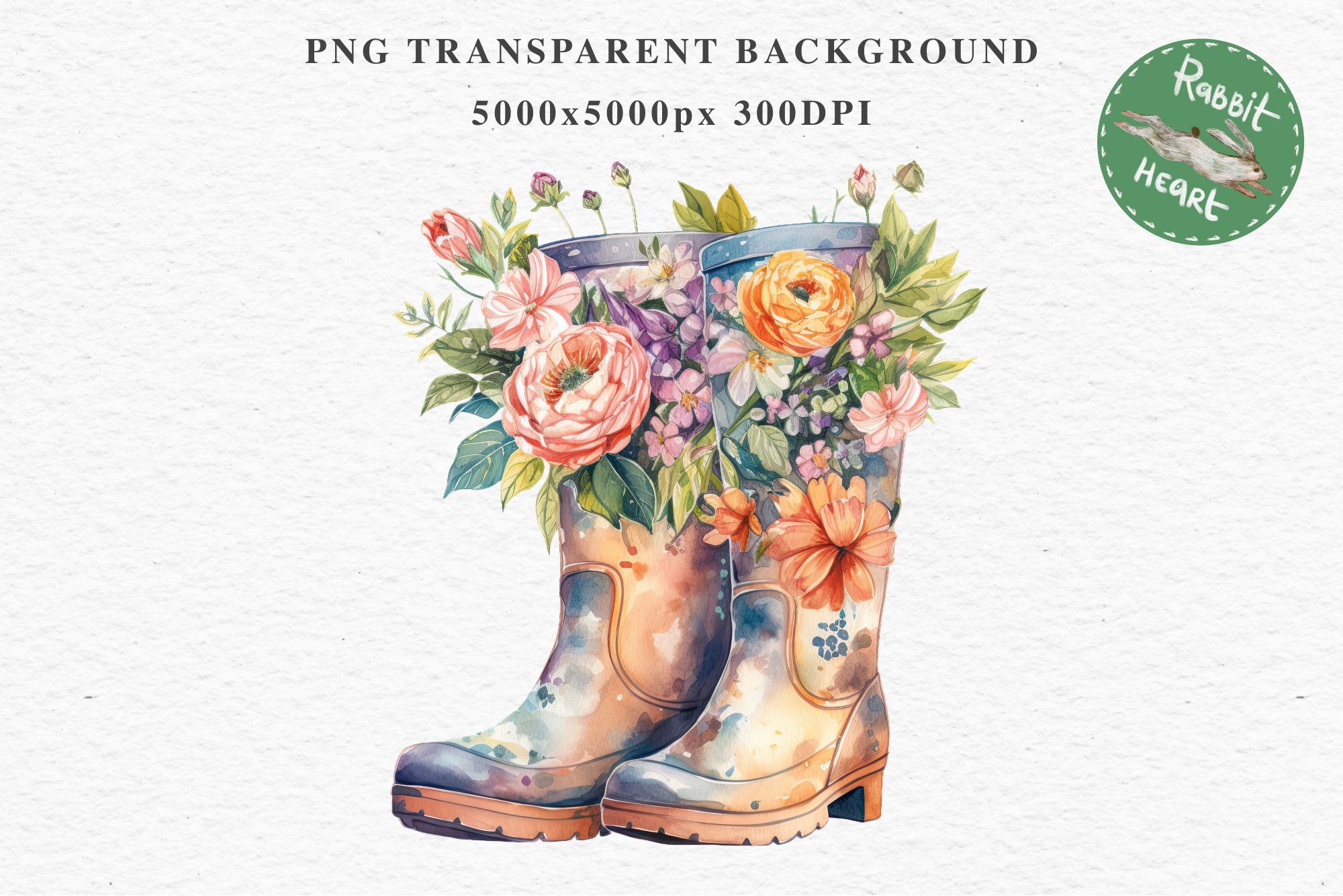 Flower In Boots Floral Wreath Clipart PNG Scrapbooking Image, image size:2000x1335