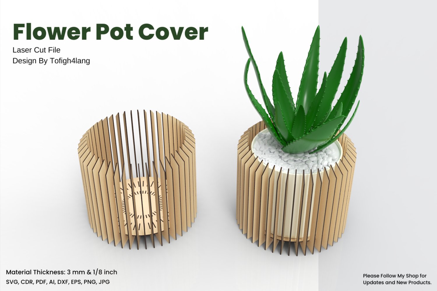 Flower Pot Cover | Laser Cut File | svg | Planter Covers