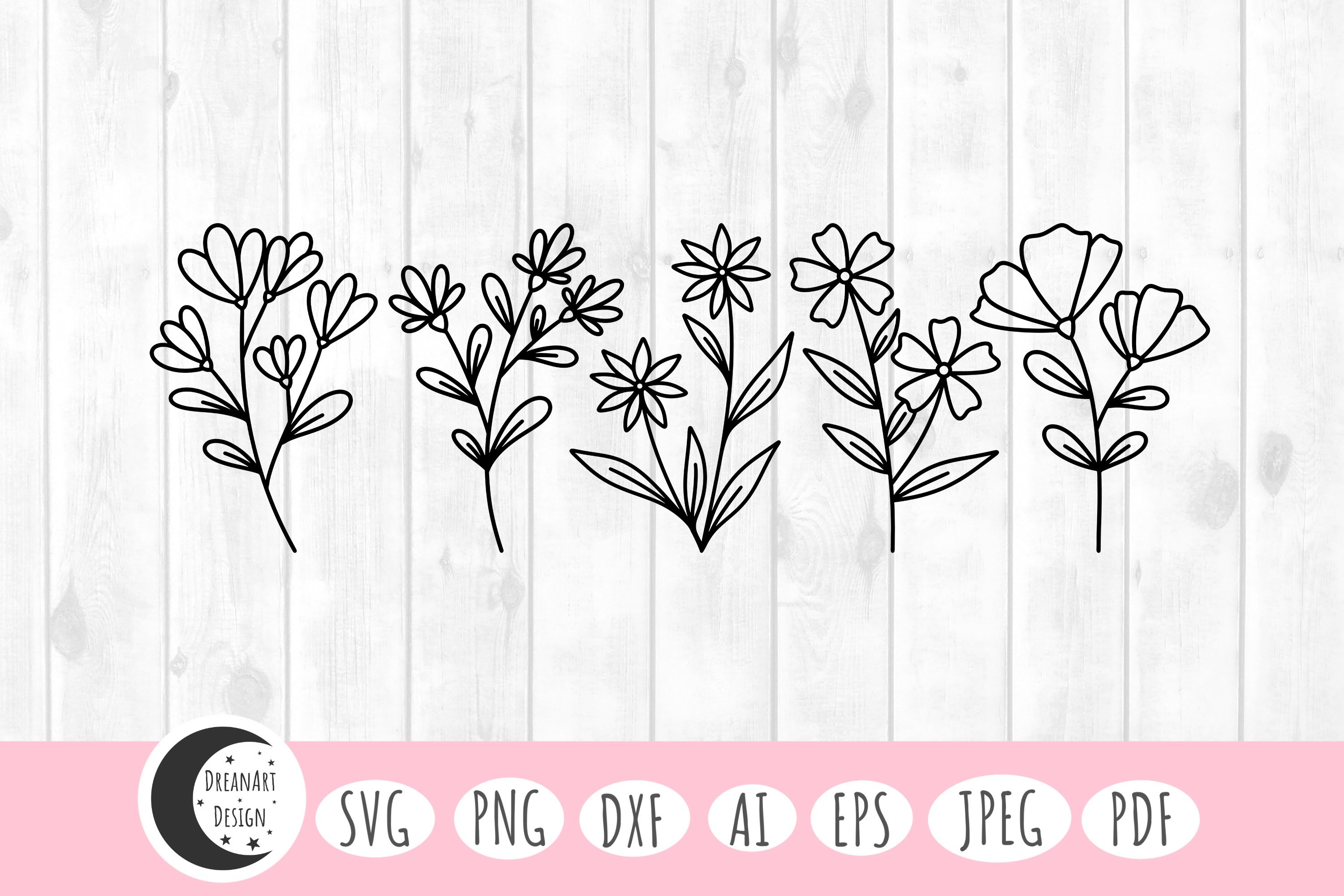 Flower svg, floral svg, flower bouquet svg, line flower svg (1855870 ...