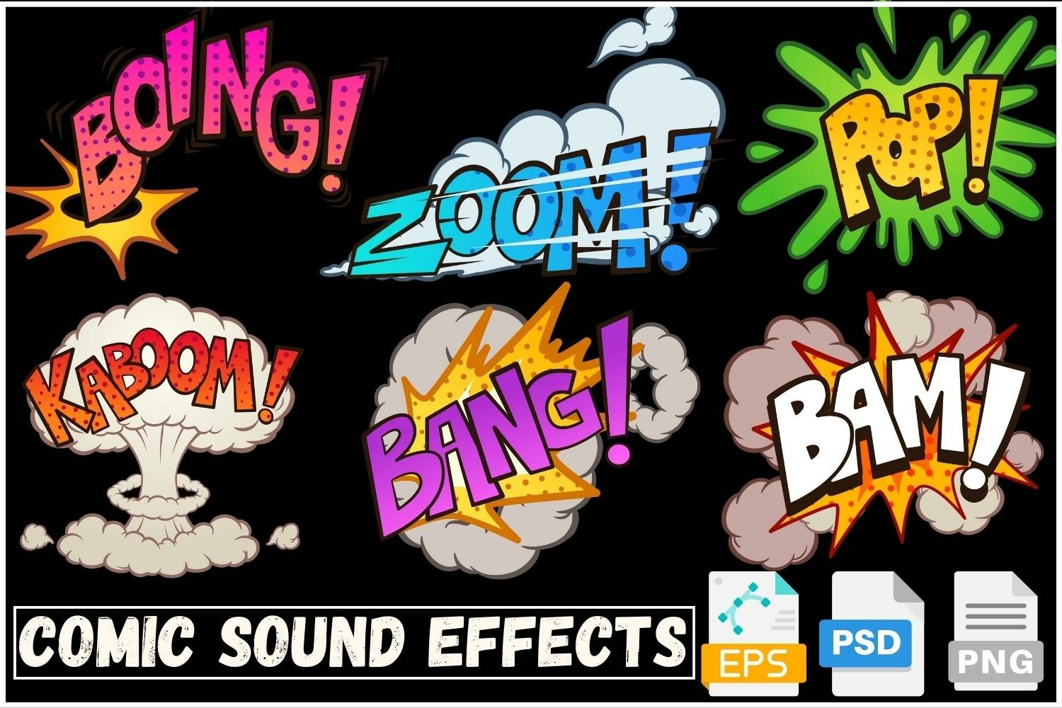 Comic book cartoon sound effects