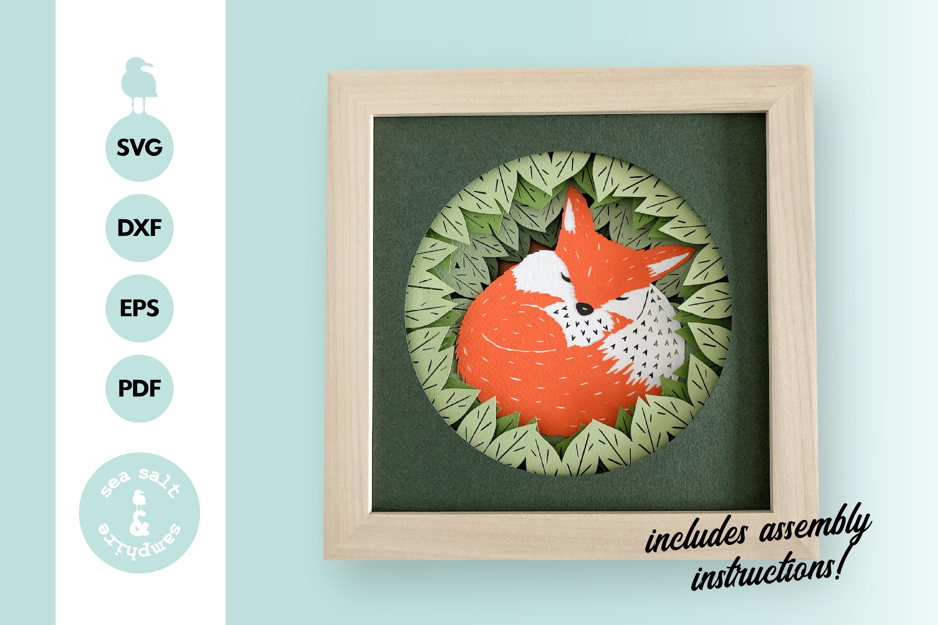 Baby Fox Shadow Box SVG, 3D Layered Paper Cut (1001730)