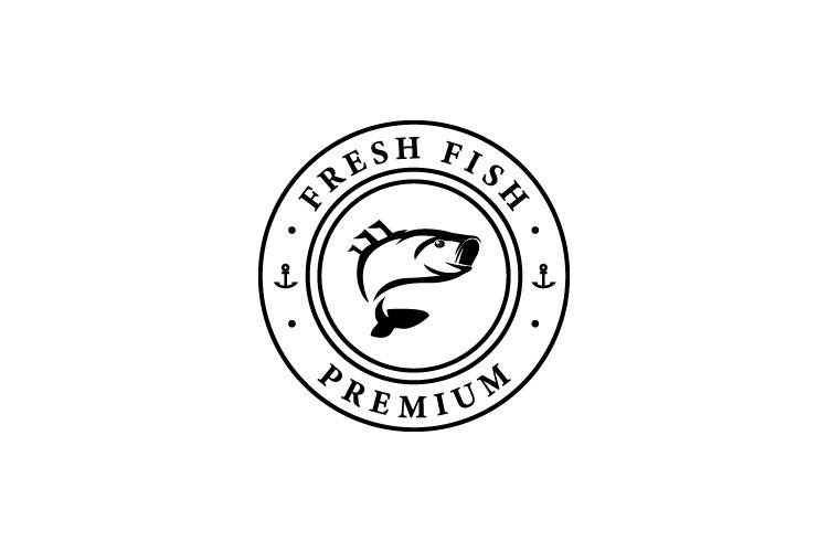Fresh fish premium logo design template