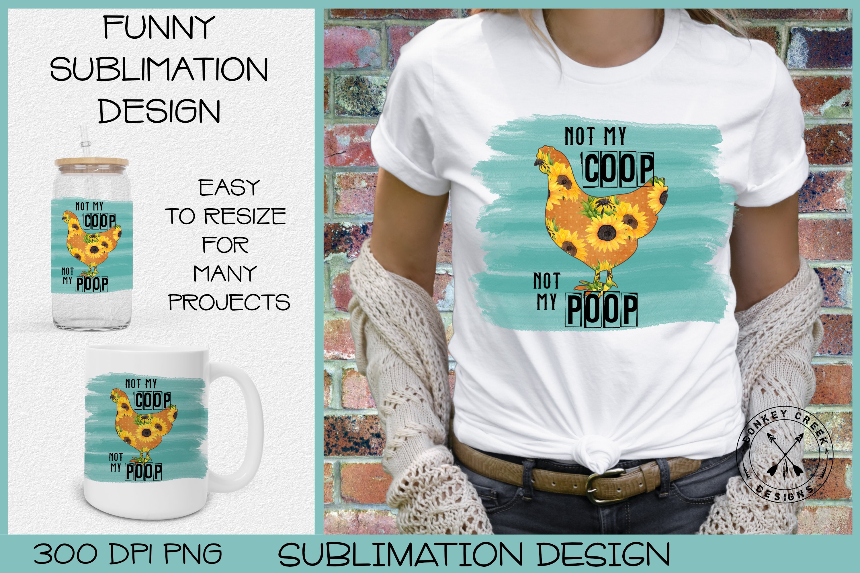 Funny chicken sublimation design