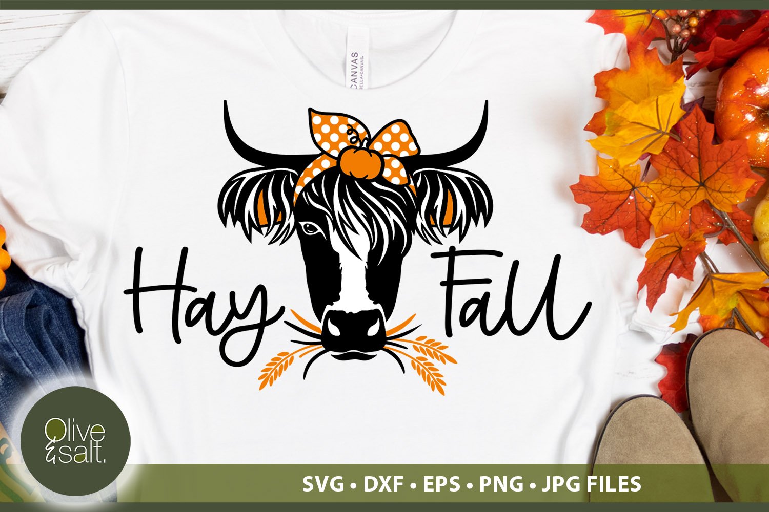 Hay Fall SVG, Fall Cow SVG, Funny Fall Shirt Cut File