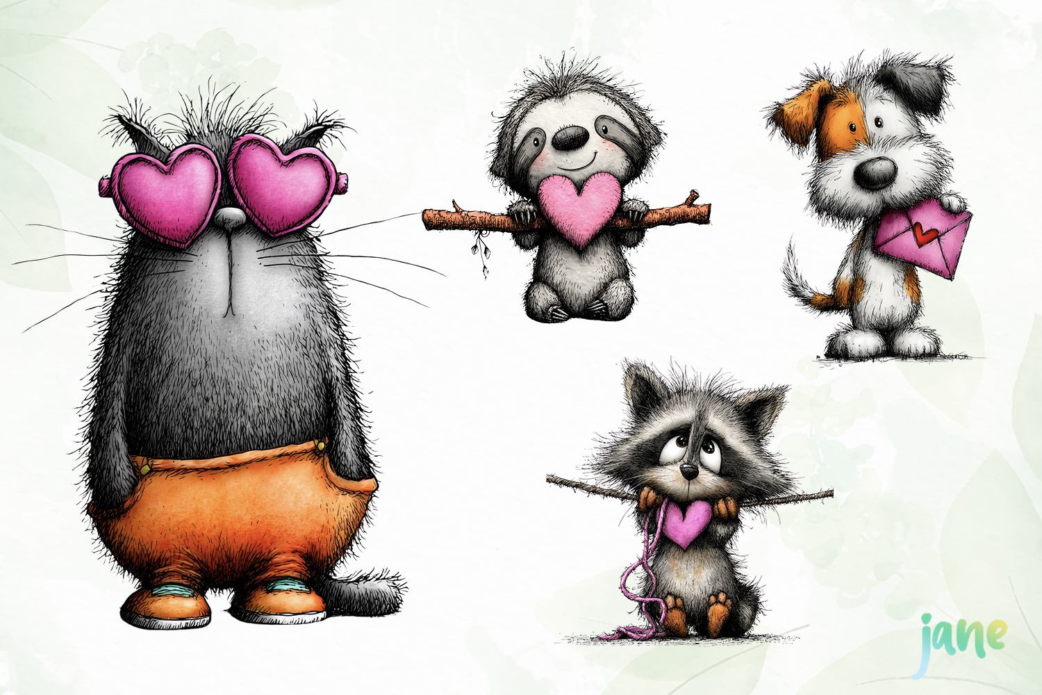 Greeting card for Valentine's Day with funny cartoon characters. All  stickers elements are separated. Vector illustration Stock Vector Image \u0026  Art - Alamy, image size:1500x1000