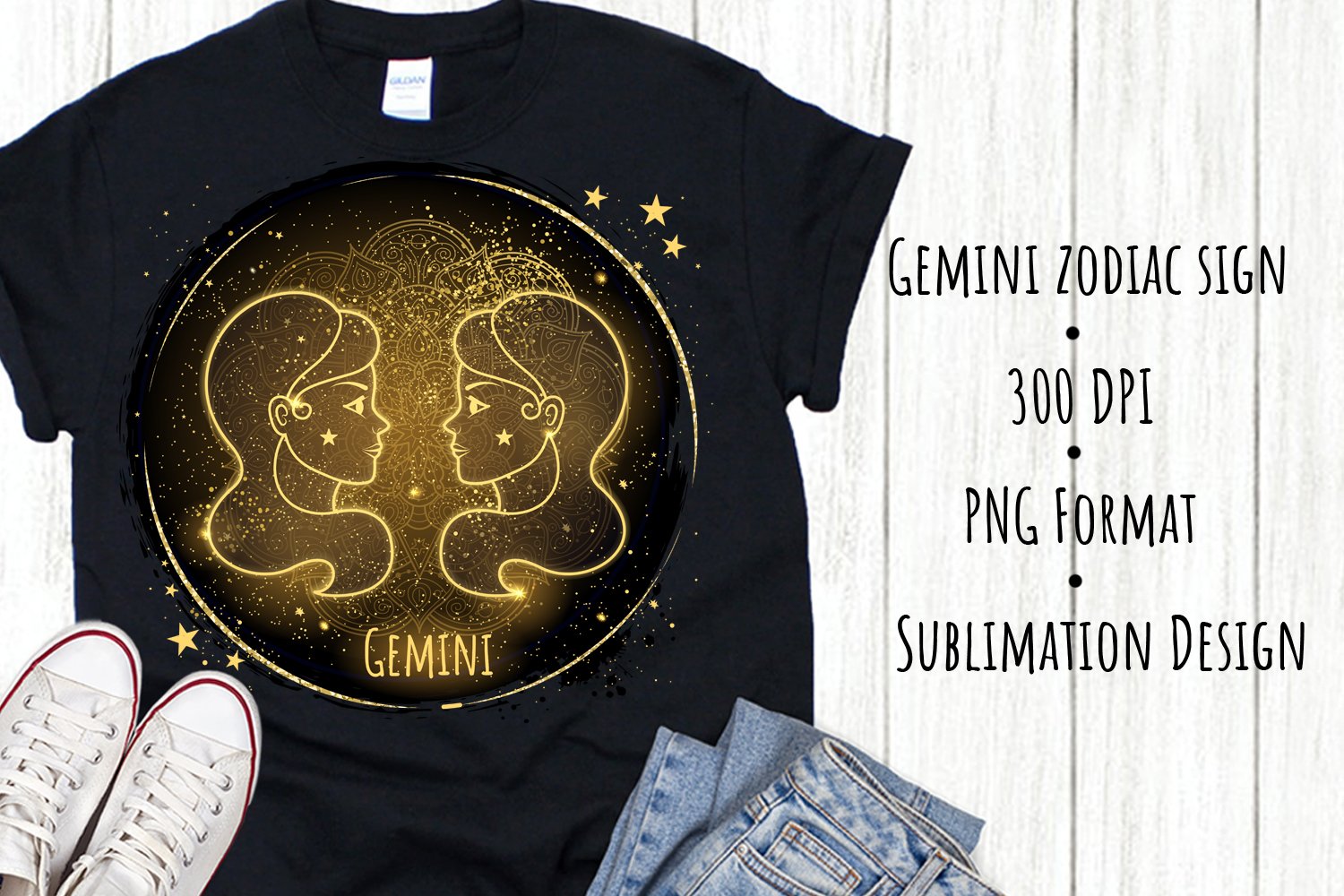 Gemini zodiac sign sublimation, image size:1500x1000