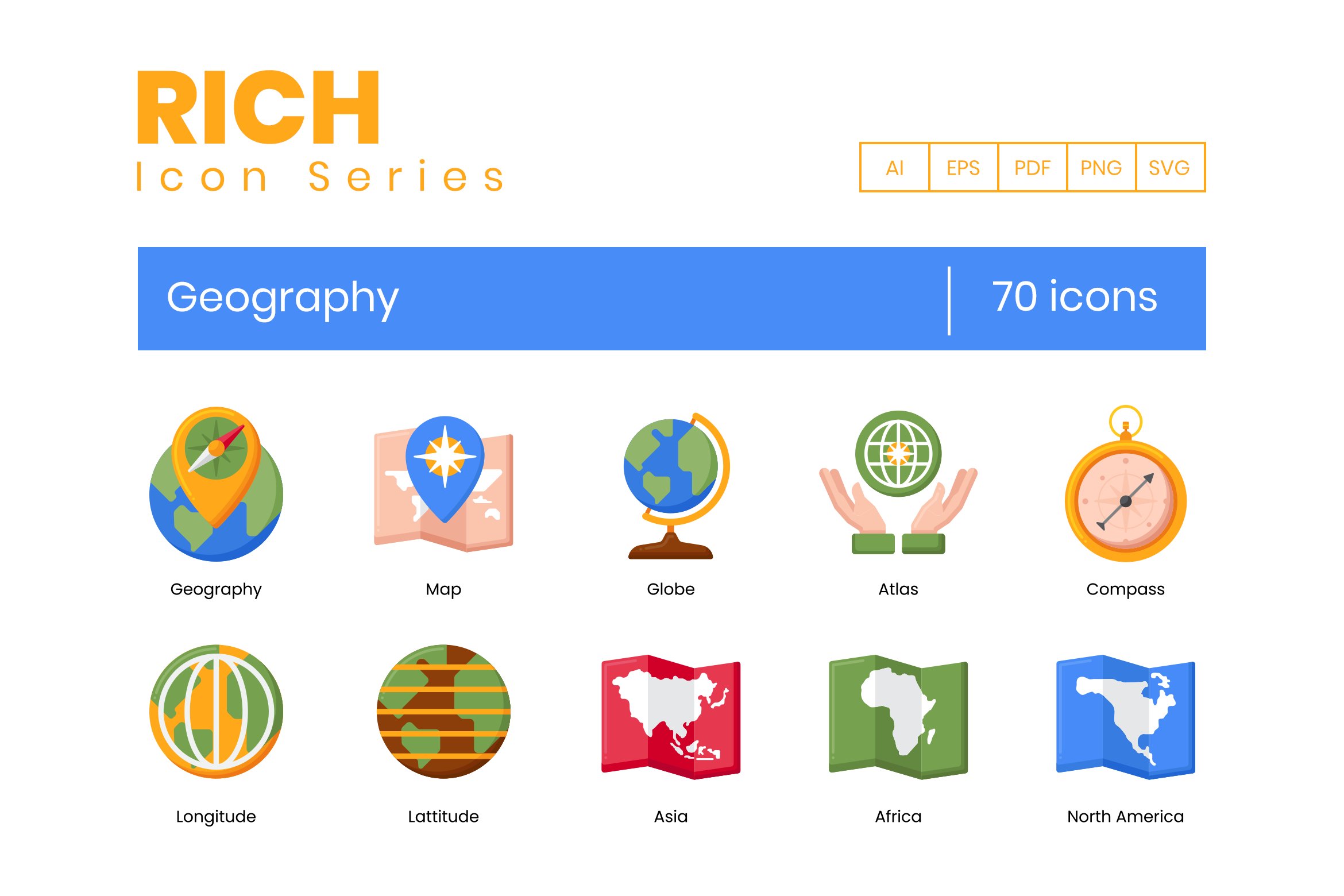 70 Geography Icons