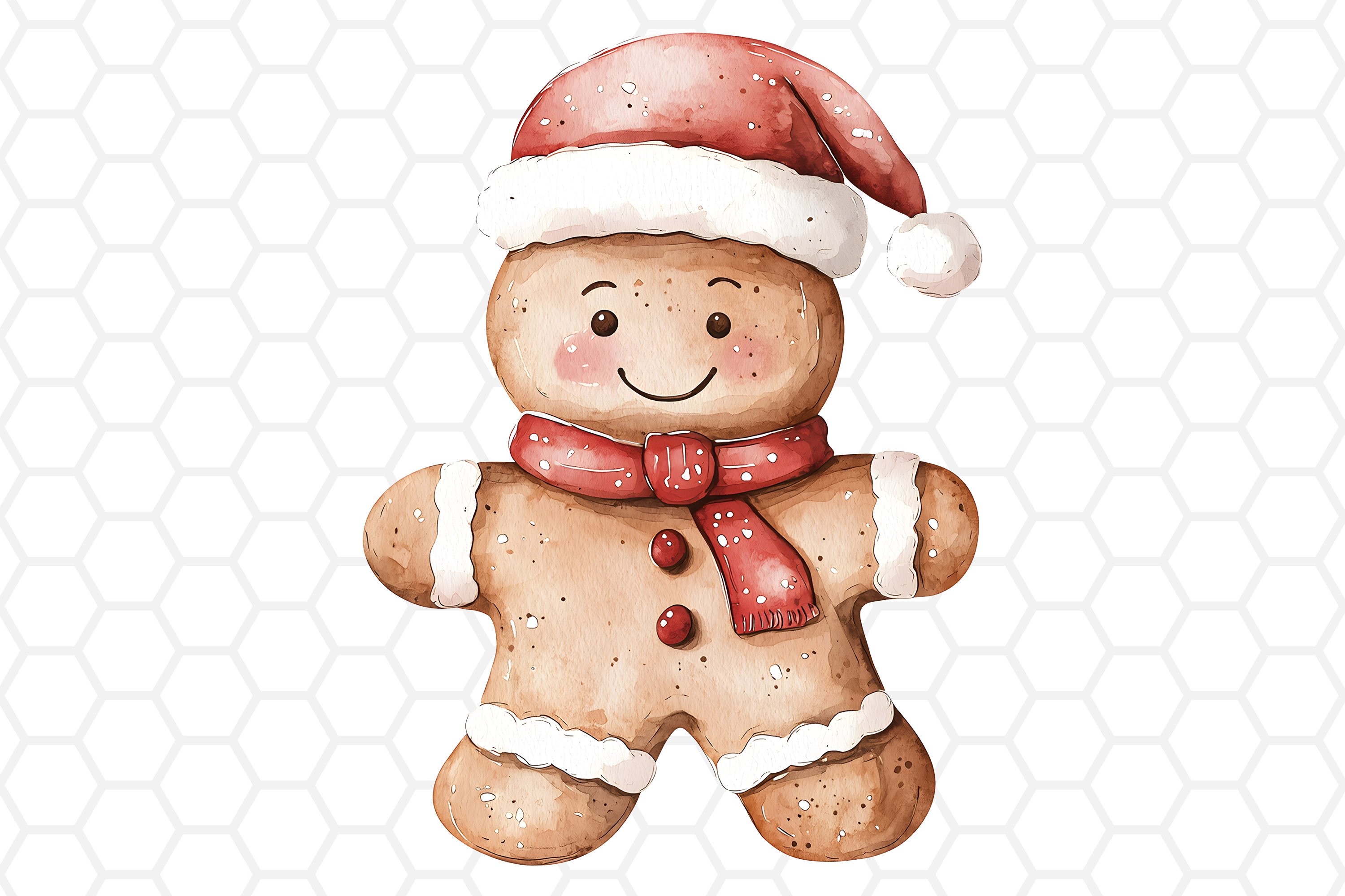 gingerbread man with a santa hat | christmas clipart