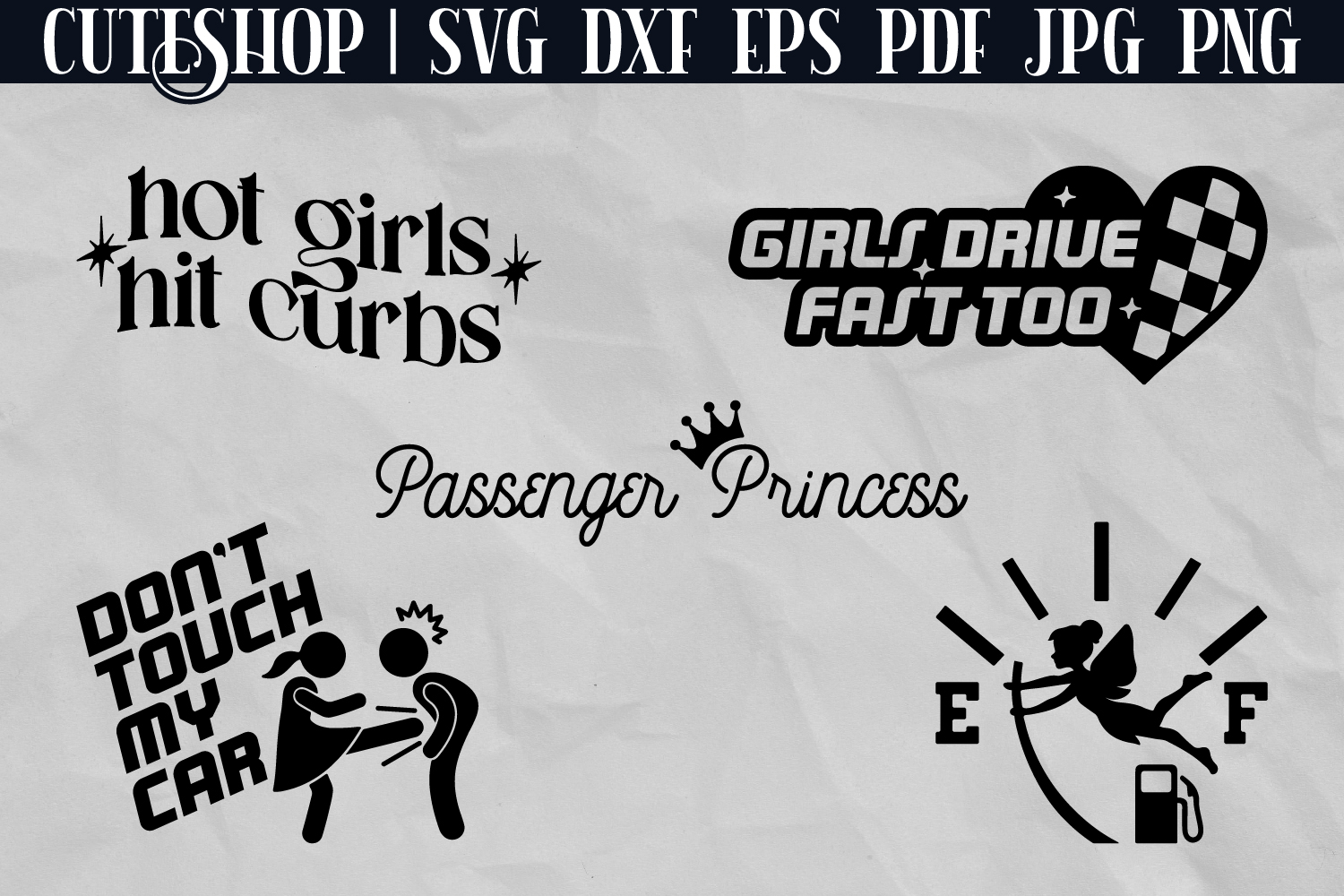 Girl Car Decal SVG | Funny Car Decal SVG for Cricut, image size:1500x1000