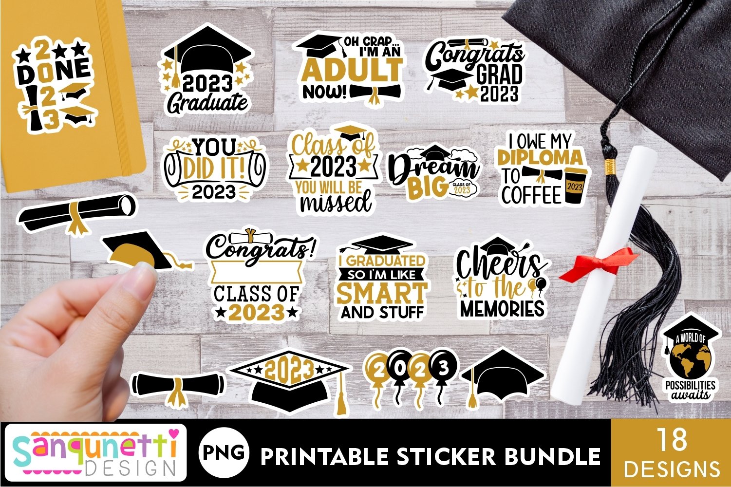 Graduation Stickers For Kids – Cute Colorful 2023 Designs, Party Favors & Decor