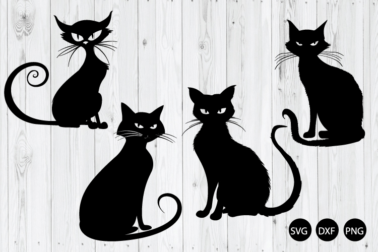 Halloween Cat SVG, Halloween Black Cat Silhouette SVG