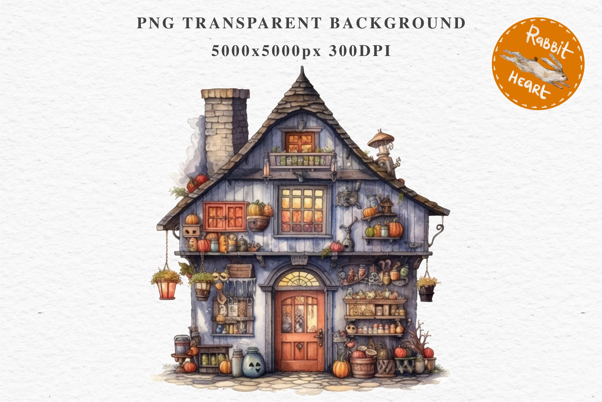 Halloween Magic Shop Storefront Clipart PNG Scrapbooking Art, image size:2000x1335
