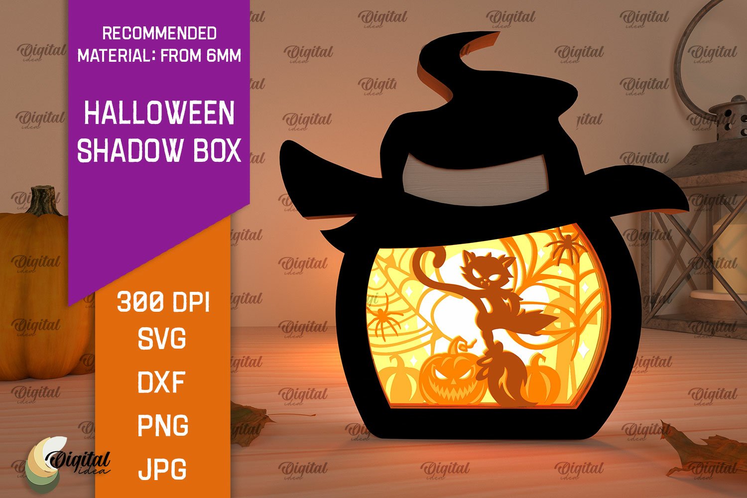 Halloween Shadow Box Laser Cut. 3D Light Box SVG (4454344)