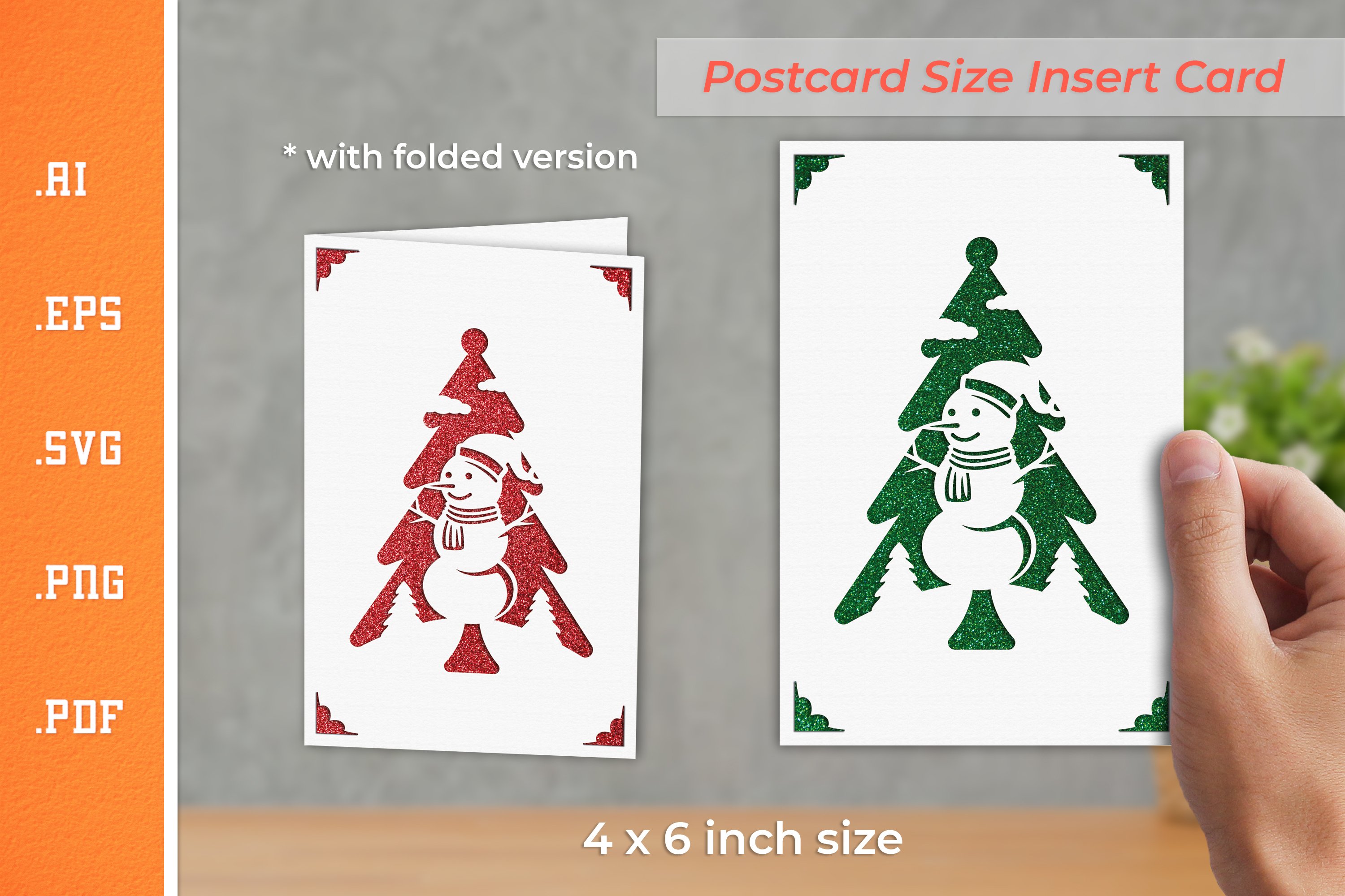 Christmas Insert Card Paper Cut SVG 4 - Postcard Size, image size:3000x2000