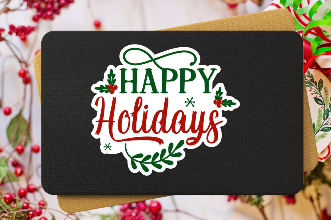 Happy Holidays Stickers SVG , Christmas SVG Design