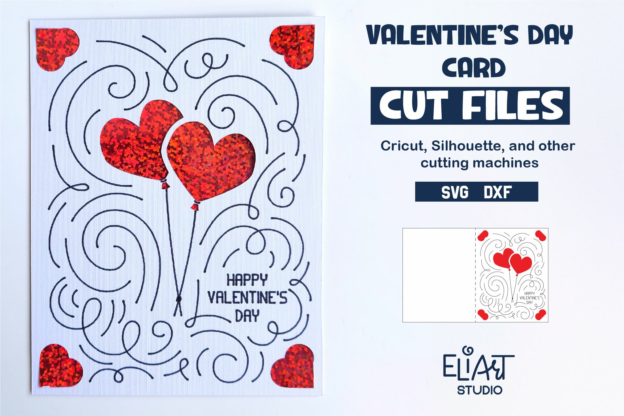 happy valentines day insert card | heart balloons svg design