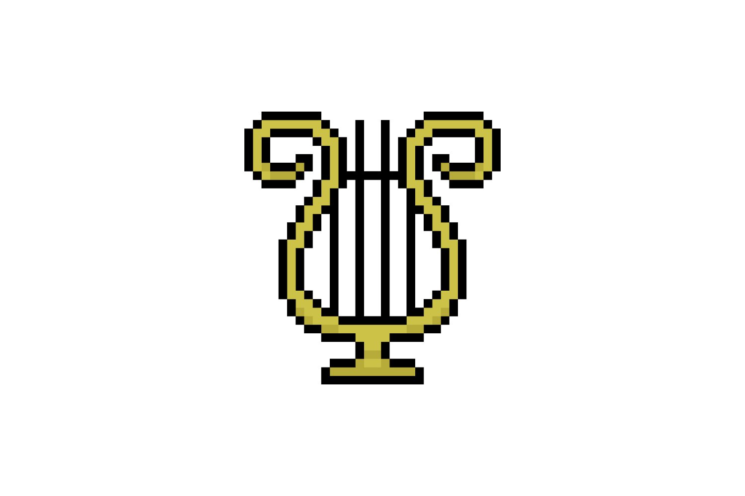 Harp instrument pixel art design vector