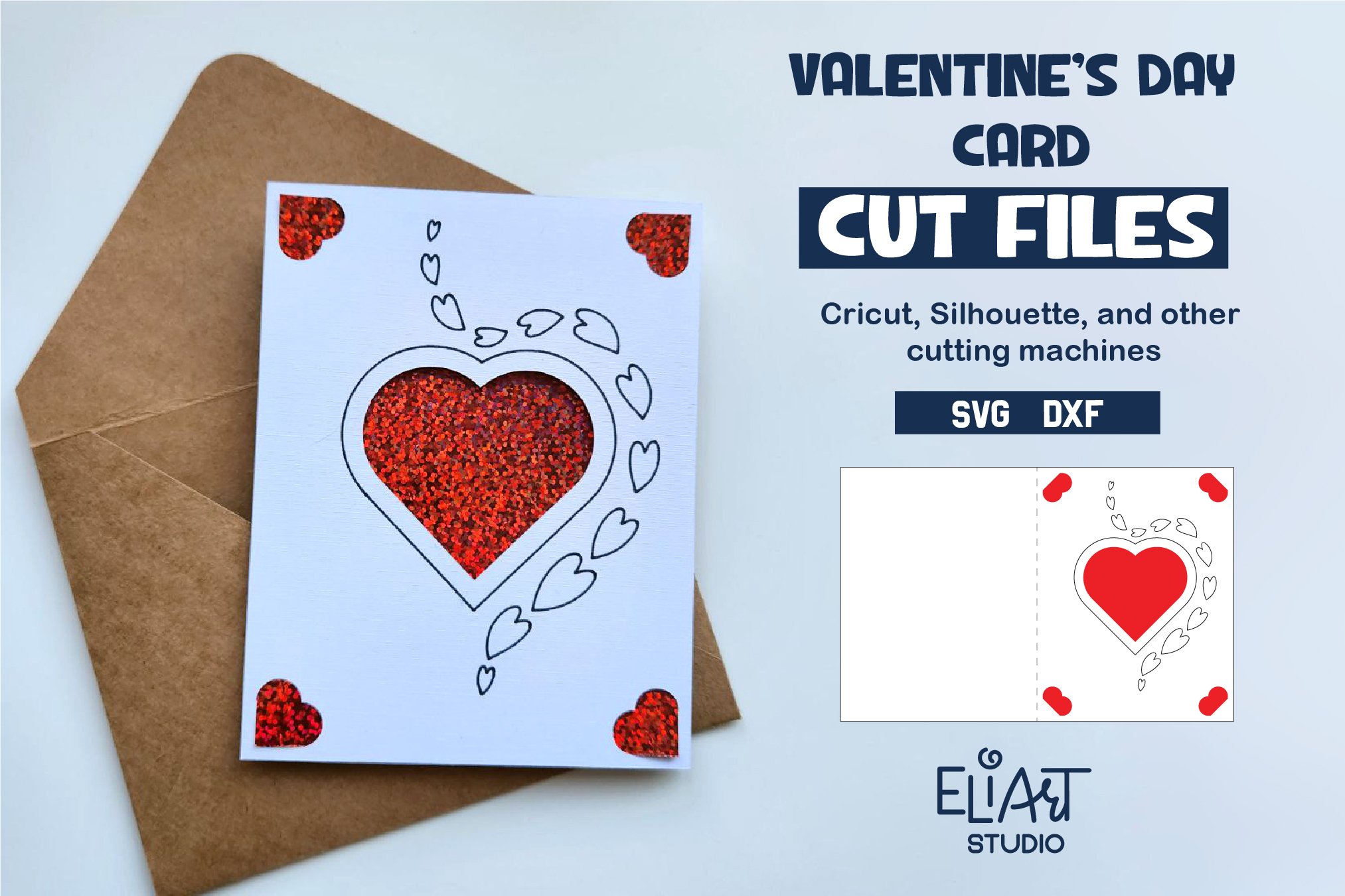 hearts insert card | valentines day card design