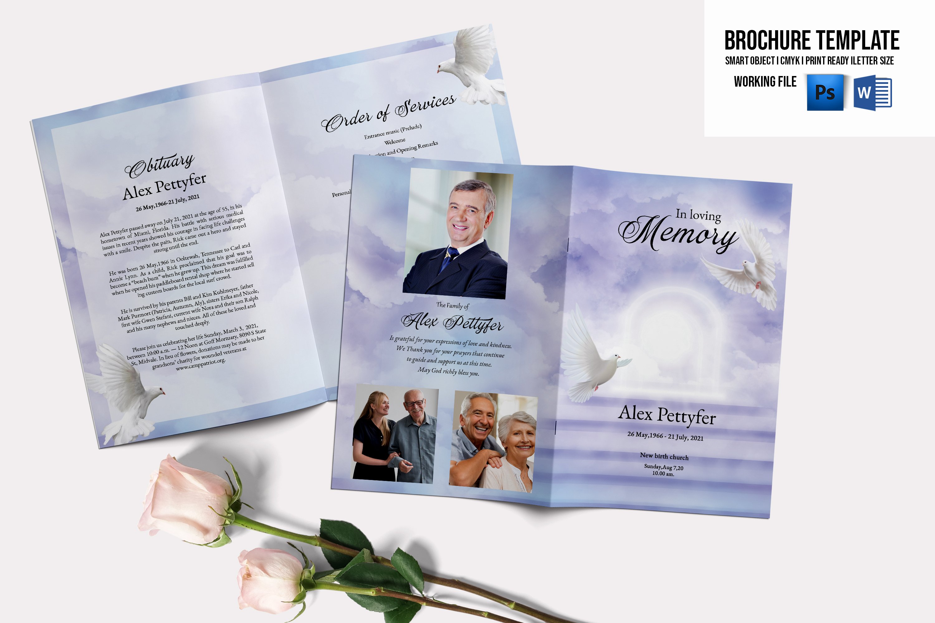 Heaven Dove Funeral Program Template (2417262)