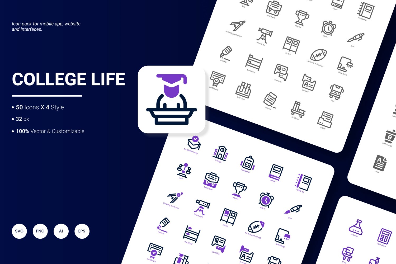 College Life Icon Pack, image size:1500x1000