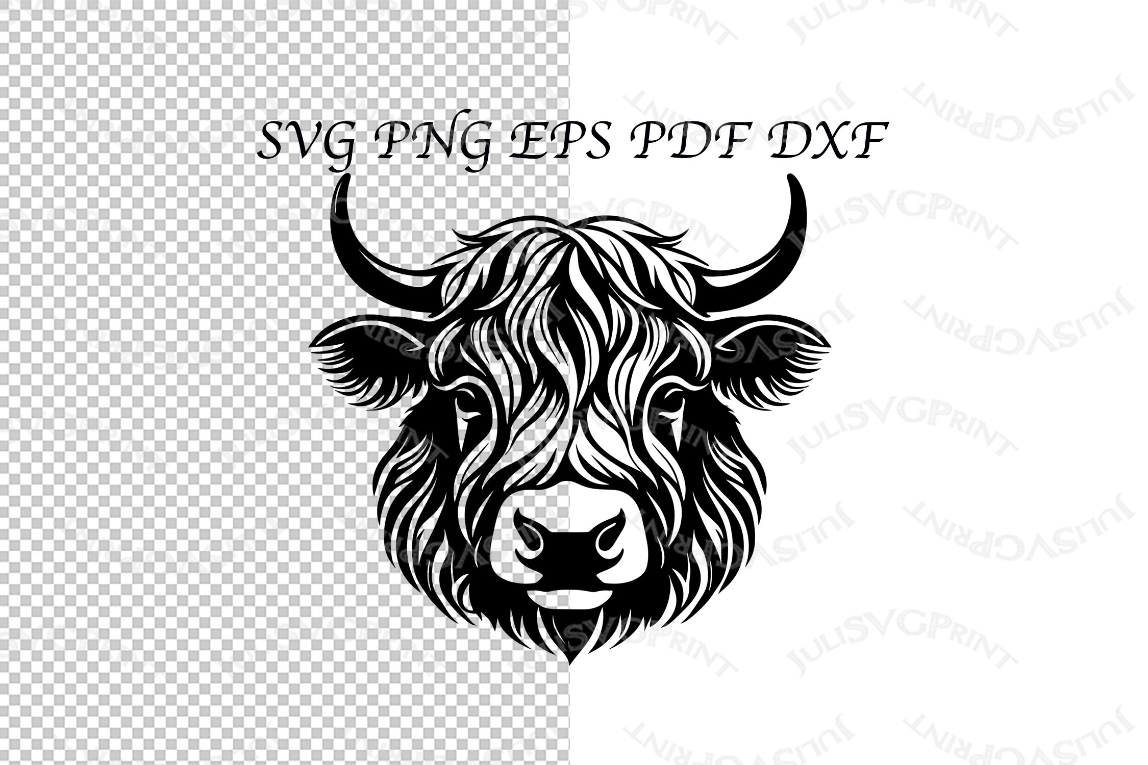 Highland cow svg Cow Head cut file farm animal png sublimate, image size:2250x1500